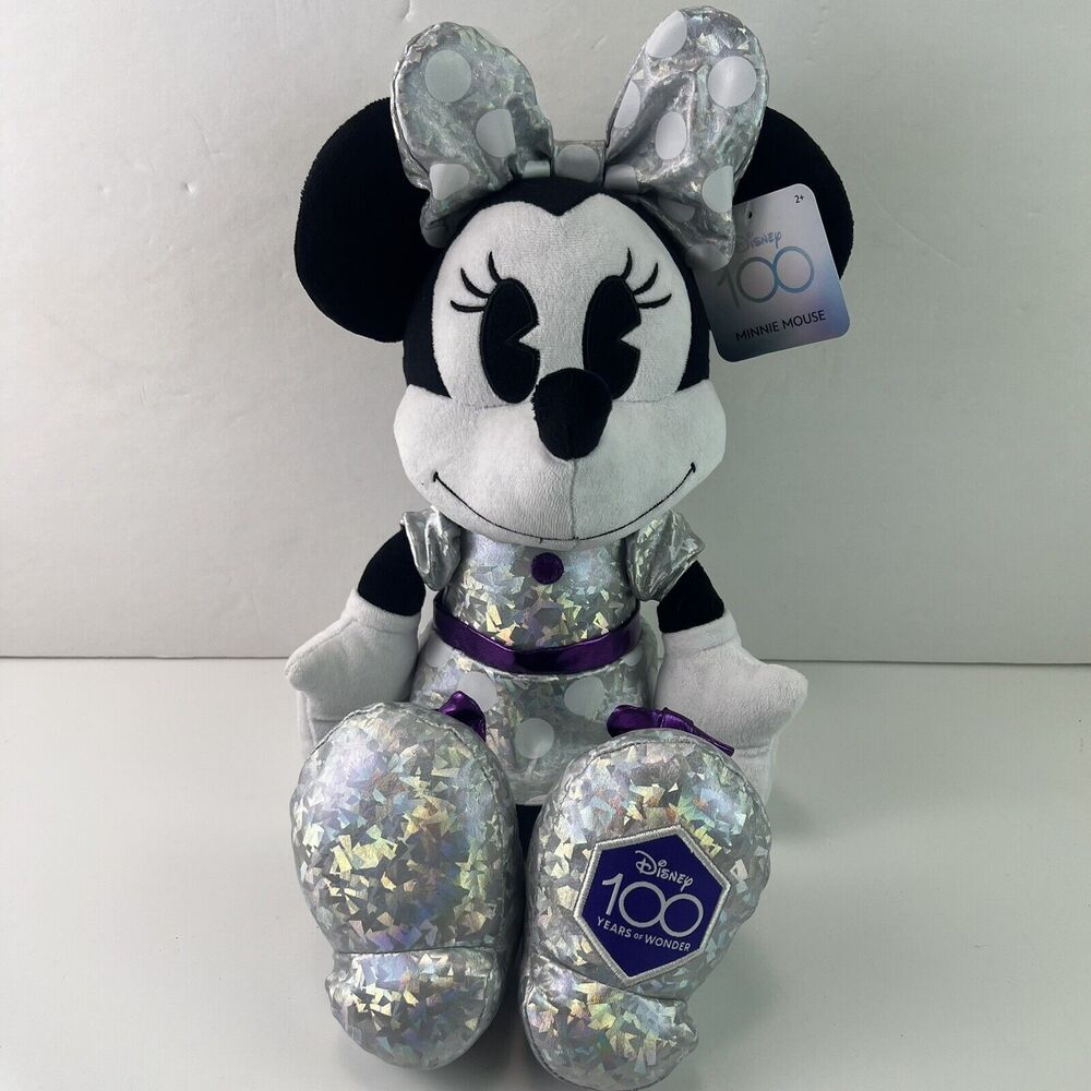 Disney Parks Minnie Mouse Plush Silver Platinum Anniversary 100 Years OF Wonder